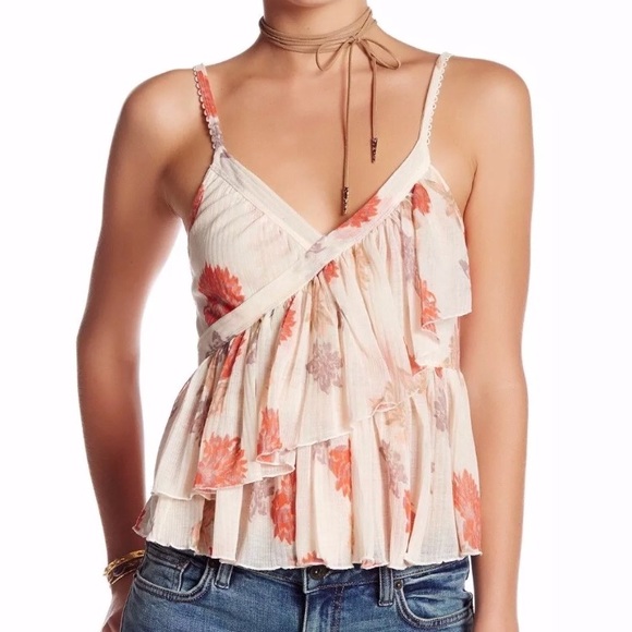 Free People Tops - NWT Free People Melbourne Ruffle Floral Tank Top